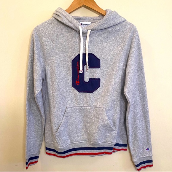 red gray and blue champion hoodie